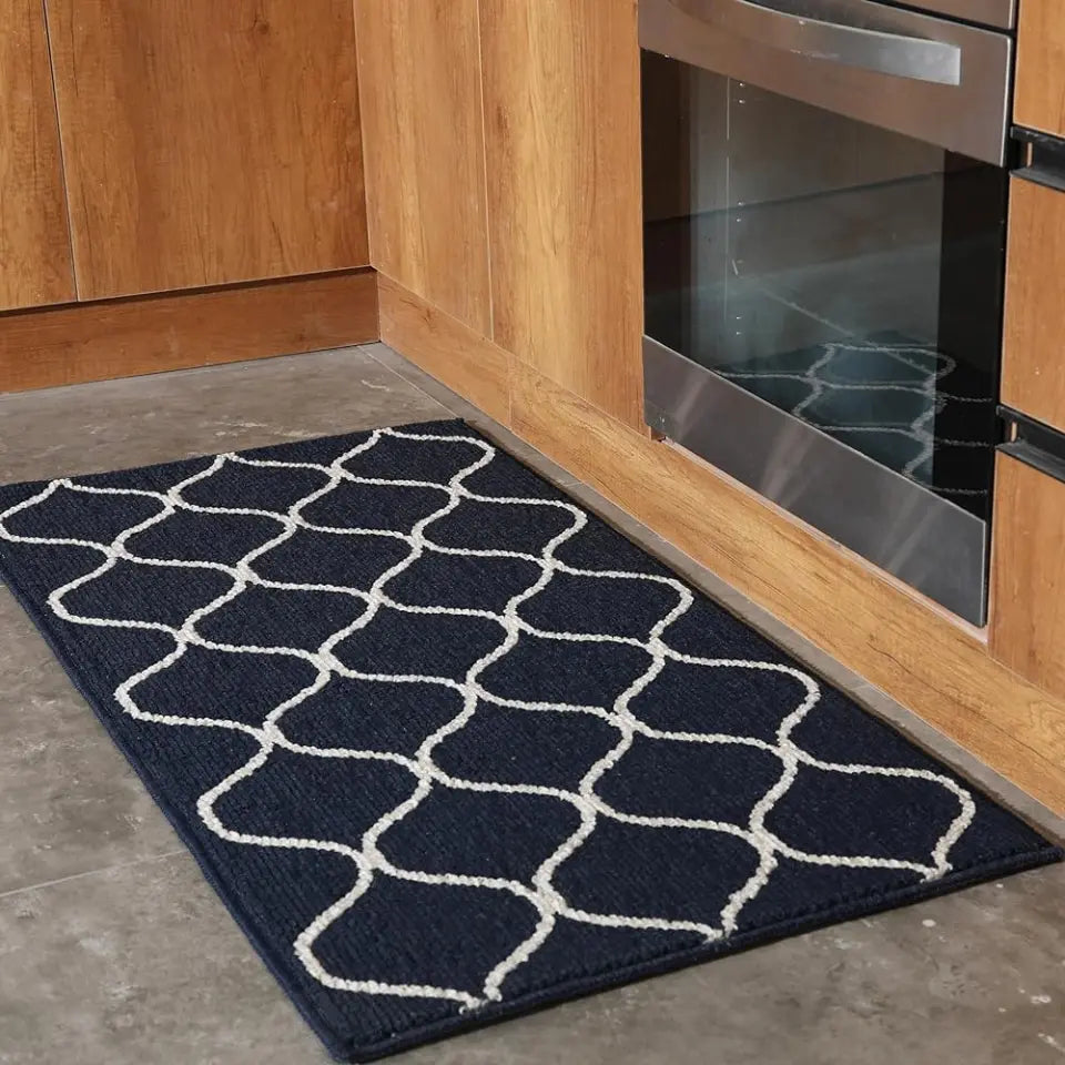 24x48 Blue Simple Trellis Kitchen Floor Mats