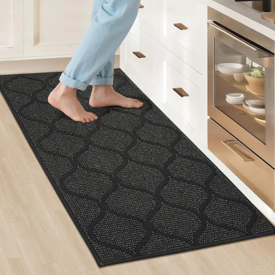 24x48 Dark Grey Plain Trellis Kitchen Floor Mats