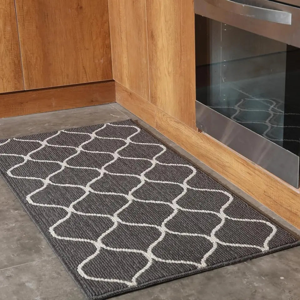 24x48 Grey Simple Trellis Kitchen Floor Mats