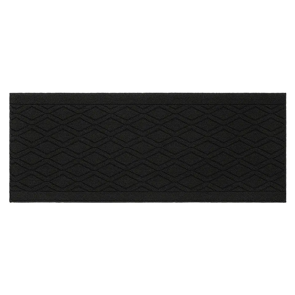 24x60 Black Wave Geometric Kitchen Mat