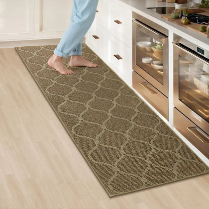 24x71 Beige Plain Trellis Kitchen Floor Mats