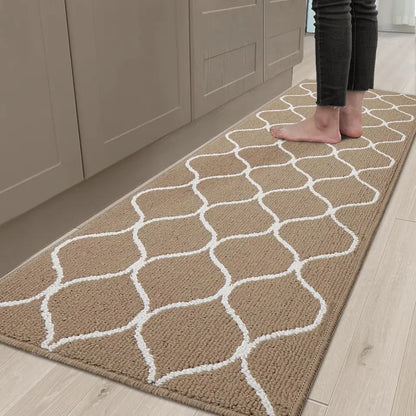 24x71 Beige Simple Trellis Kitchen Floor Mats
