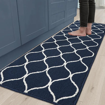 24x71 Blue Simple Trellis Kitchen Floor Mats