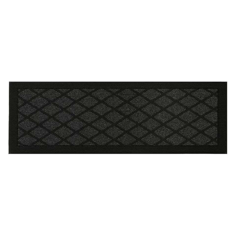 24x71 Dark Grey Pattern of Plain Diamond Sliding Door Rug Runner