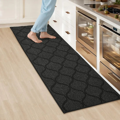 24x71 Dark Grey Plain Trellis Kitchen Floor Mats