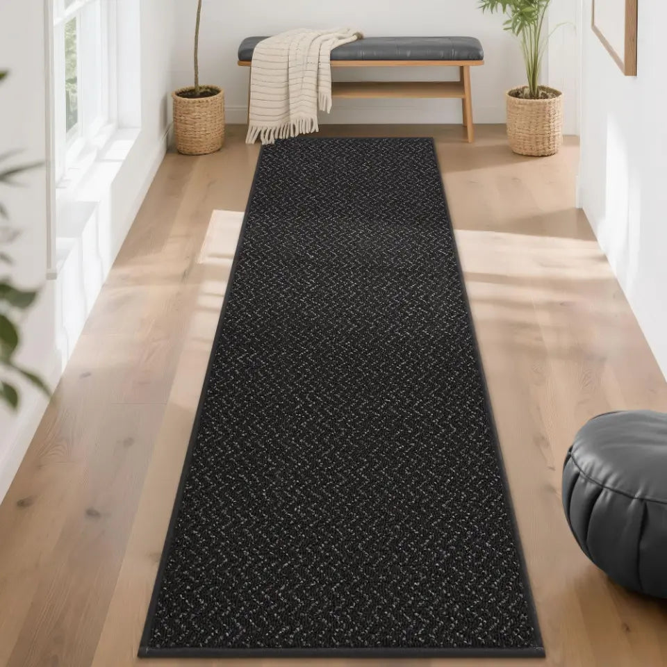 24x96 Black Chevron Front Door Runner