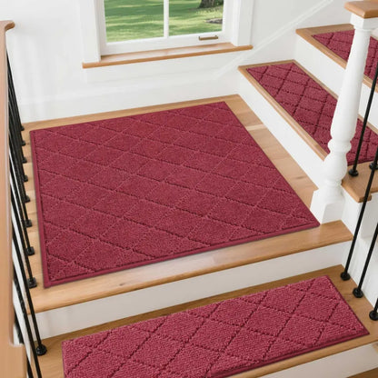30x30 Red Diamond Stair Treads Laying on Stairway
