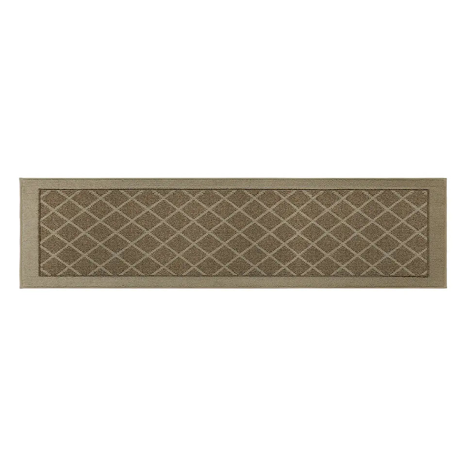 32x120 Beige Pattern of Plain Diamond Sliding Door Rug Runner