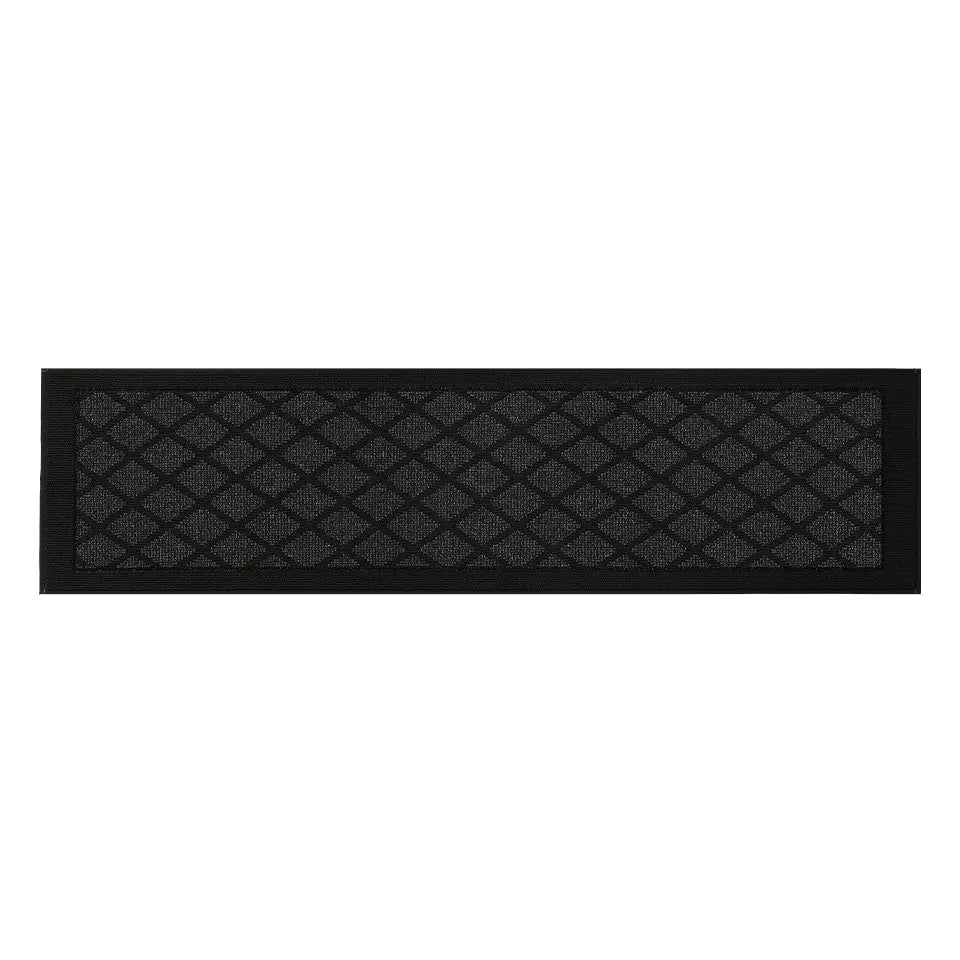 32x120 Dark Grey Pattern of Plain Diamond Sliding Door Rug Runner