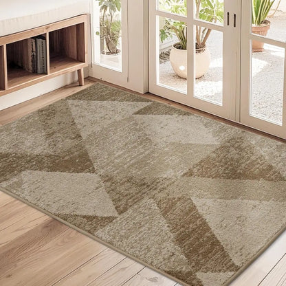32x48 Beige Geometric Abstract Front Door Rugs Inside