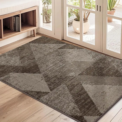 32x48 Brown Geometric Abstract Front Door Rugs Inside