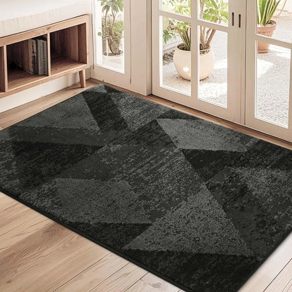 32x48 Dark Grey Geometric Abstract Front Door Rugs Inside