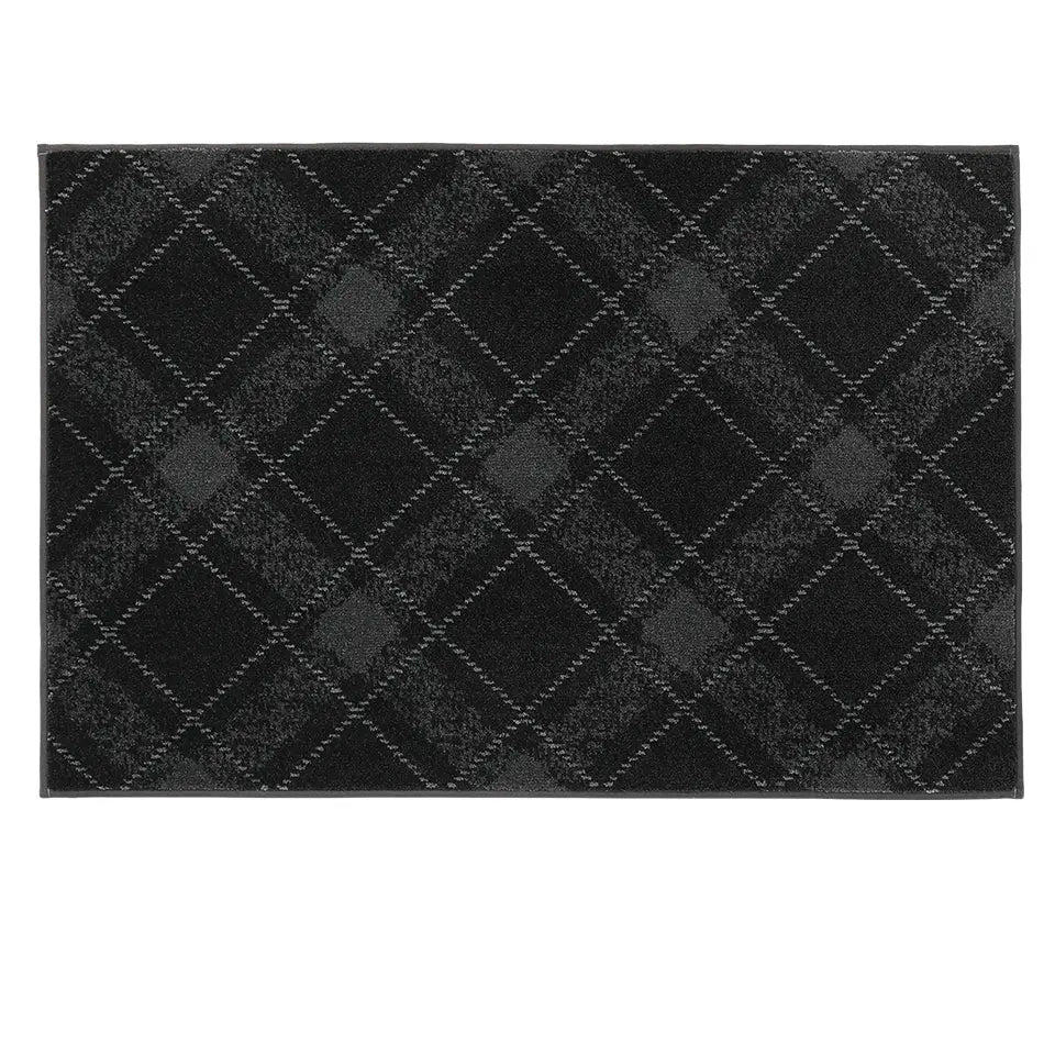 32x48 dark grey textured doormat with diamond pattern on a white background