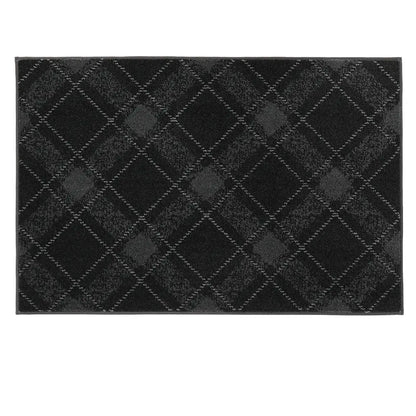 32x48 dark grey textured doormat with diamond pattern on a white background