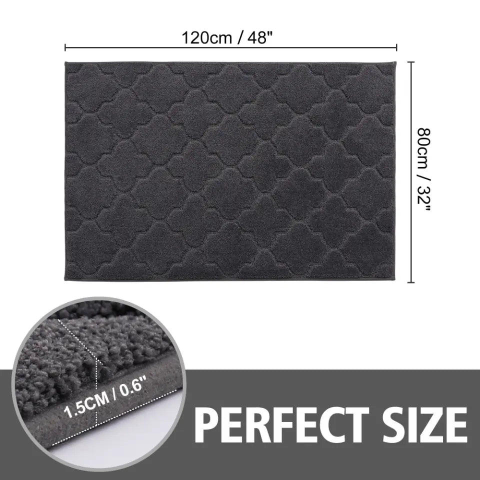 32x48 Dimensions of Large Dark Grey Trellis Door Rug Indoor