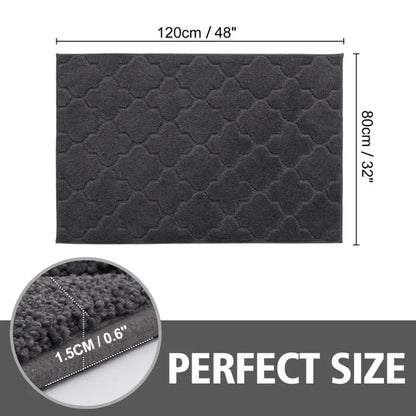 32x48 Dimensions of Large Dark Grey Trellis Door Rug Indoor