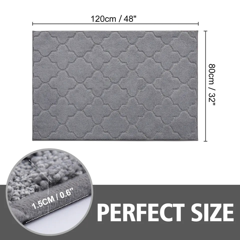 32x48 Dimensions of Large Grey Trellis Door Rug Indoor
