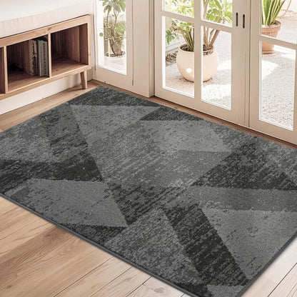 32x48 Grey Geometric Abstract Front Door Rugs Inside