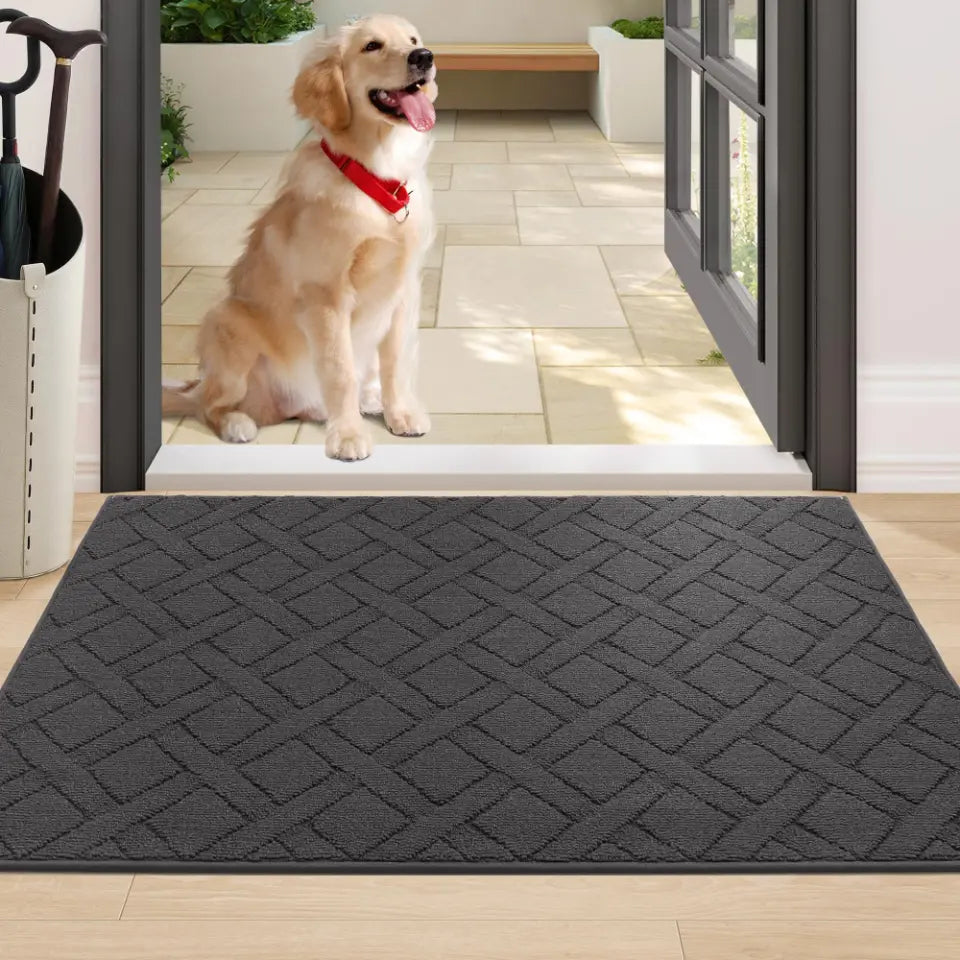 32x48 Large Dark Grey Classic Pattern Mud Door Mat