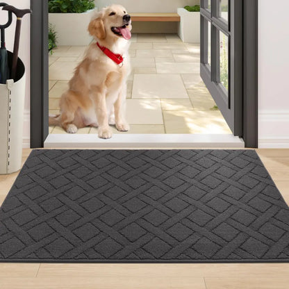 32x48 Large Dark Grey Classic Pattern Mud Door Mat
