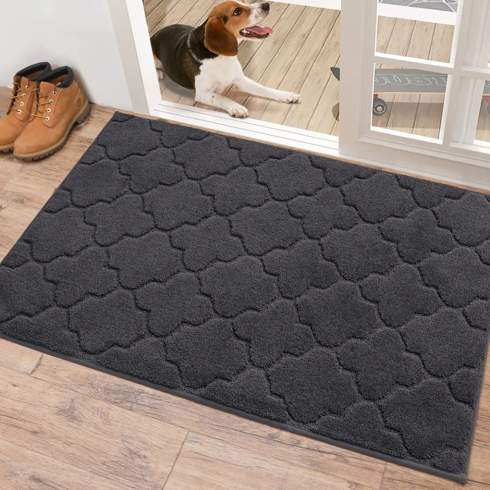 32x48 Large Dark Grey Trellis Door Rug Indoor