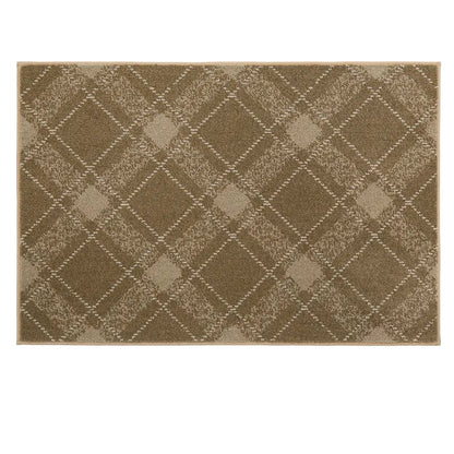 32x48 taupe rectangular rug with a diamond pattern in brown and beige tones on a white background