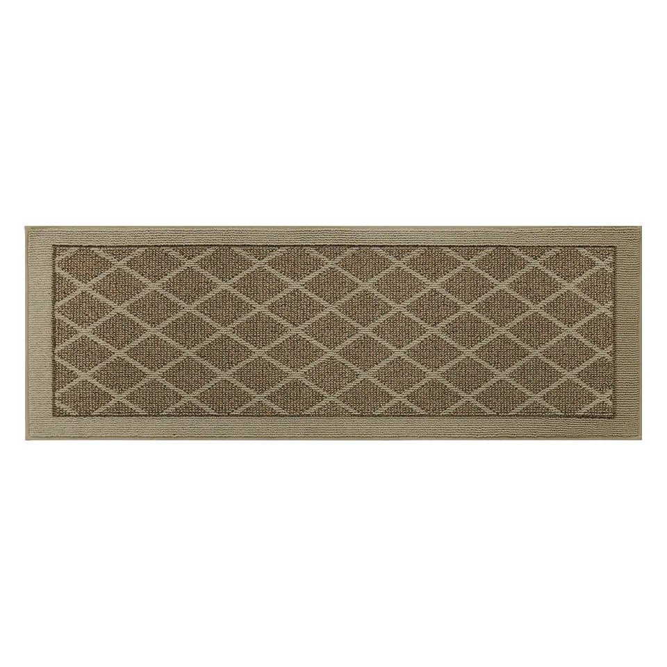 32x96 Beige Pattern of Plain Diamond Sliding Door Rug Runner