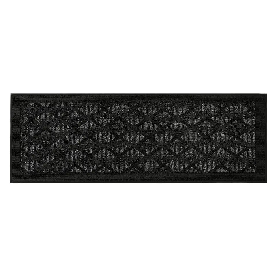 32x96 Dark Grey Pattern of Plain Diamond Sliding Door Rug Runner