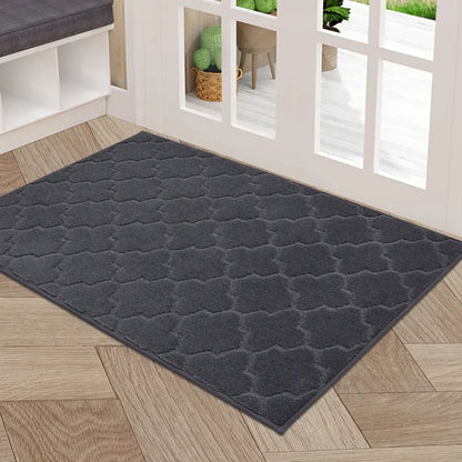 36x60 Large Dark Grey Trellis Door Rug Indoor