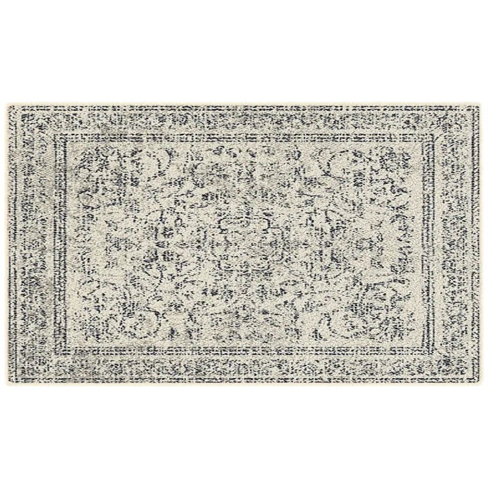 Rectangular area rug with a pattern on a white background