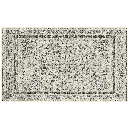 Rectangular area rug with a pattern on a white background