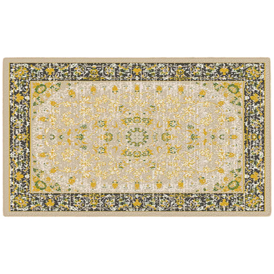 Decorative rug with floral pattern on a white background
