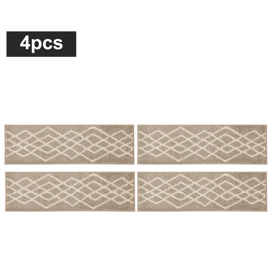 4pc Beige Classic Geometric Carpet Stairs