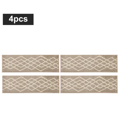 4pc Beige Classic Geometric Carpet Stairs