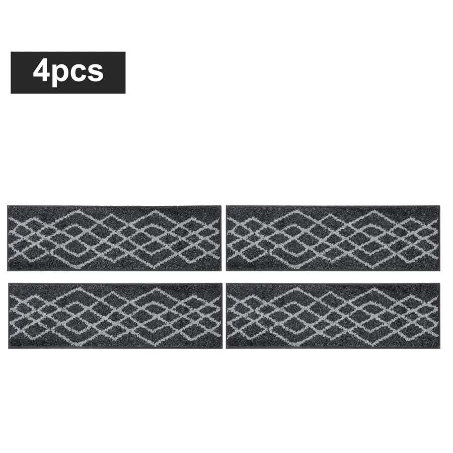 4pc Black Classic Geometric Carpet Stairs