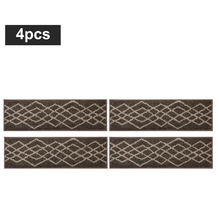 4pc Brown Classic Geometric Carpet Stairs