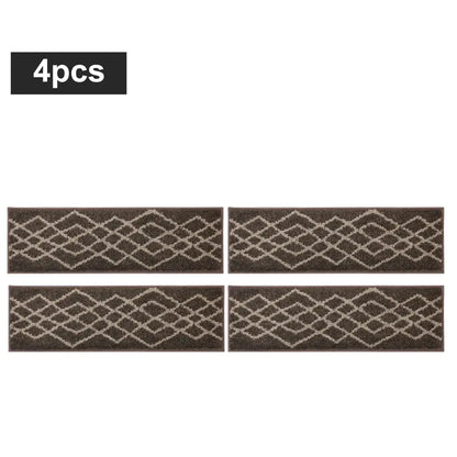 4pc Brown Classic Geometric Carpet Stairs