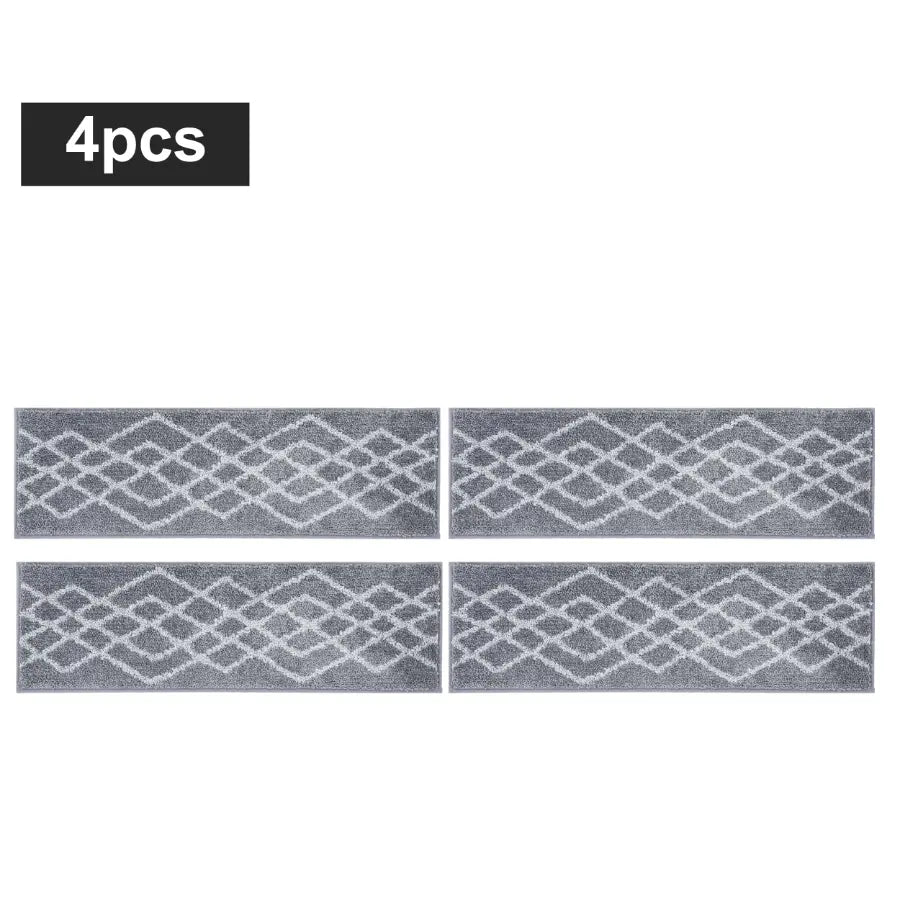 4pc Grey Classic Geometric Carpet Stairs