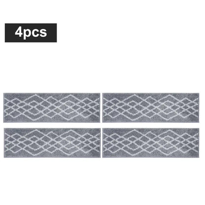 4pc Grey Classic Geometric Carpet Stairs