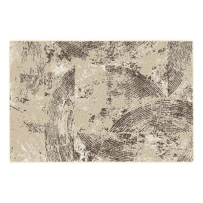 Textured area rug with abstract pattern on a white background
