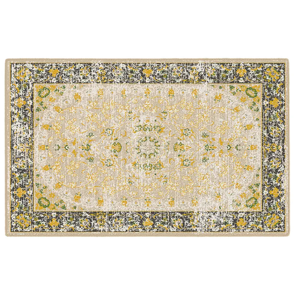 Decorative rug with floral pattern on a white background