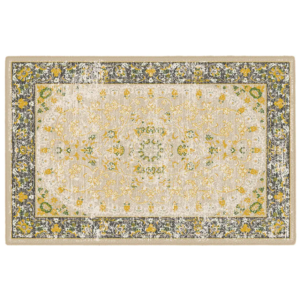 Decorative rug with floral pattern on a white background