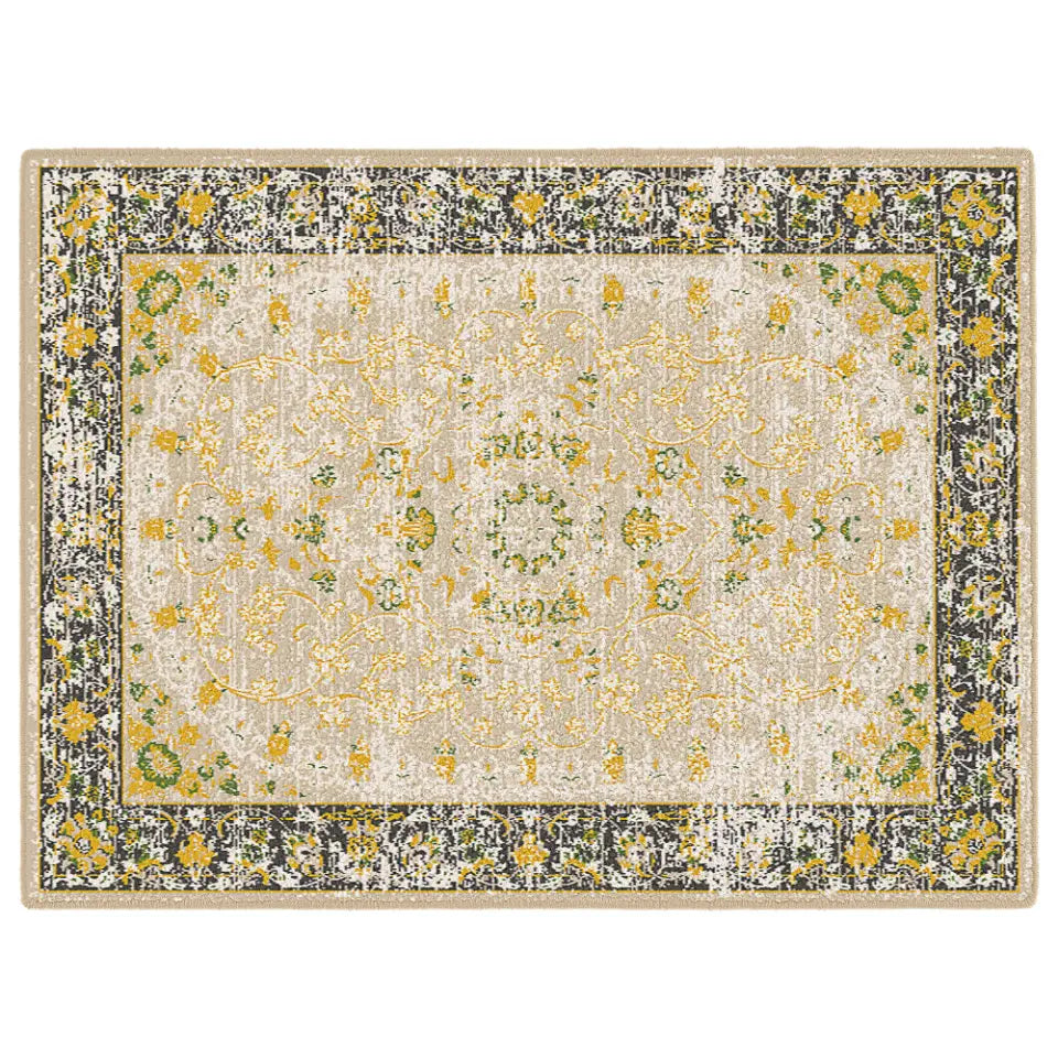 Decorative rug with floral pattern on a white background