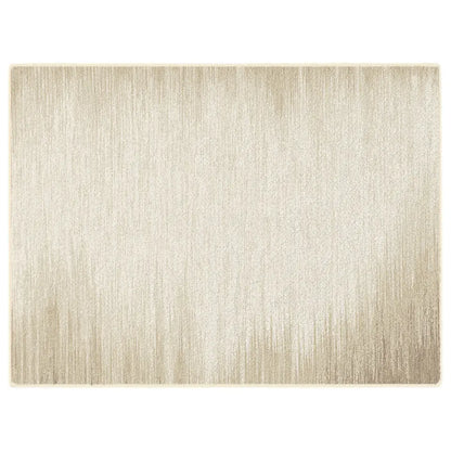 Beige area rug with a subtle pattern on a white background