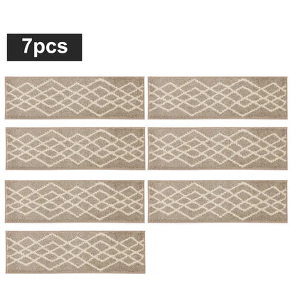 7pc Beige Classic Geometric Carpet Stairs