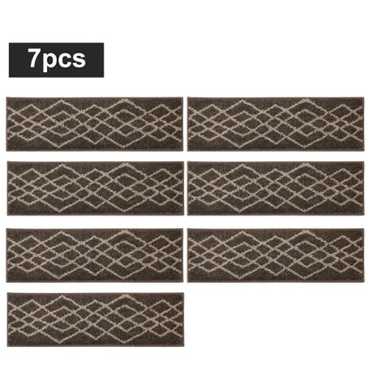7pc Brown Classic Geometric Carpet Stairs