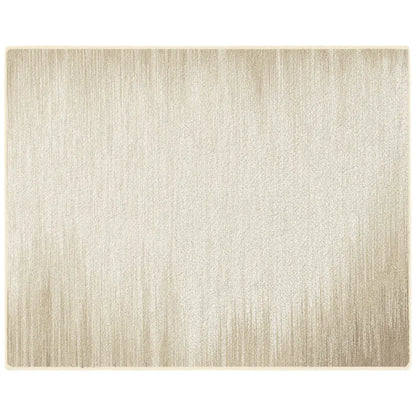 Beige area rug with a subtle pattern on a white background