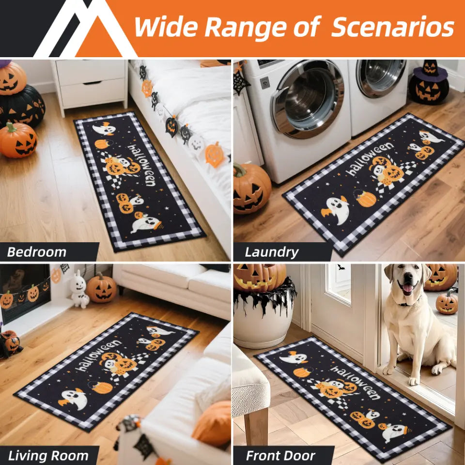 Application of Halloween Ghost and Pumpkin Kitchen Mat
