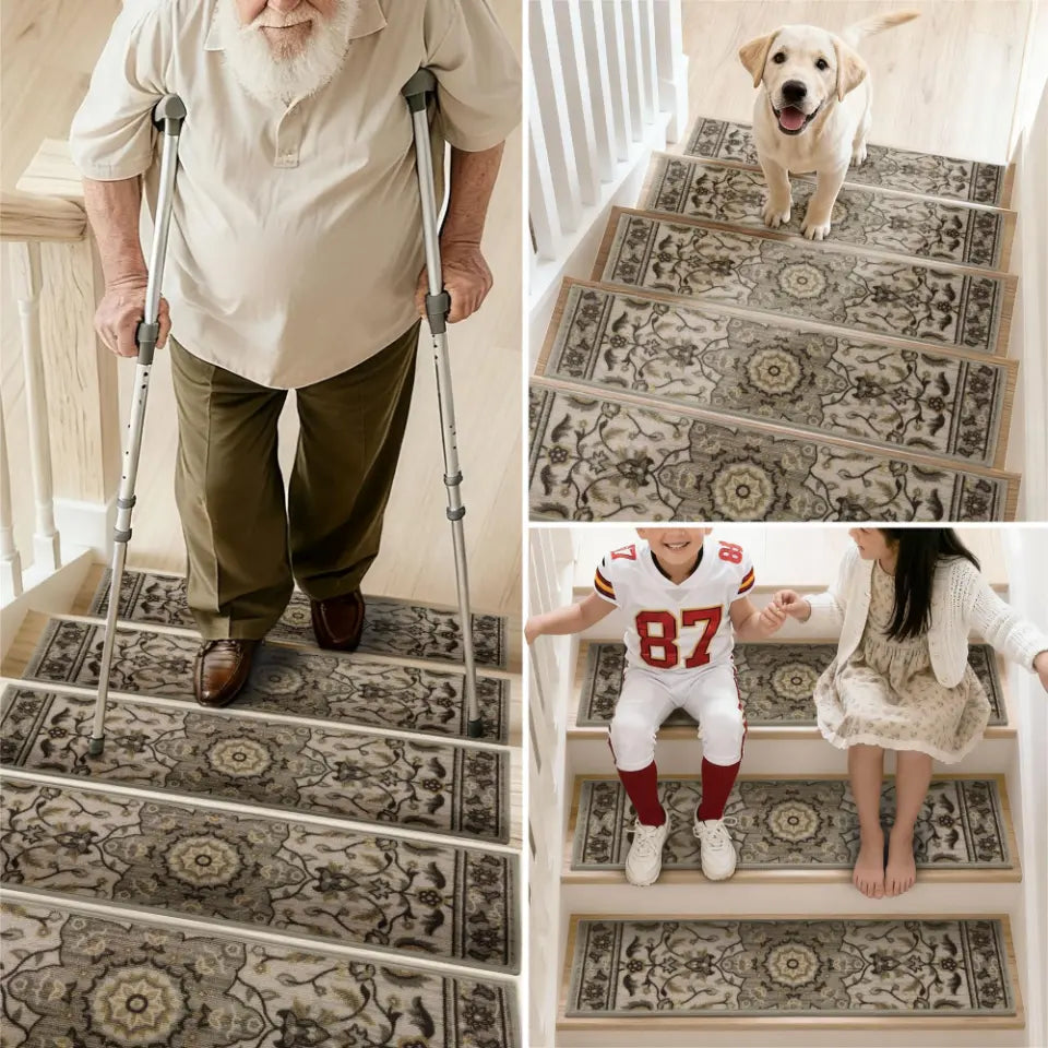 Application of Vintage Floral Durable Stair Treads