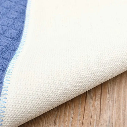 Backing of Blue D Shaped Small Kitchen Rugs